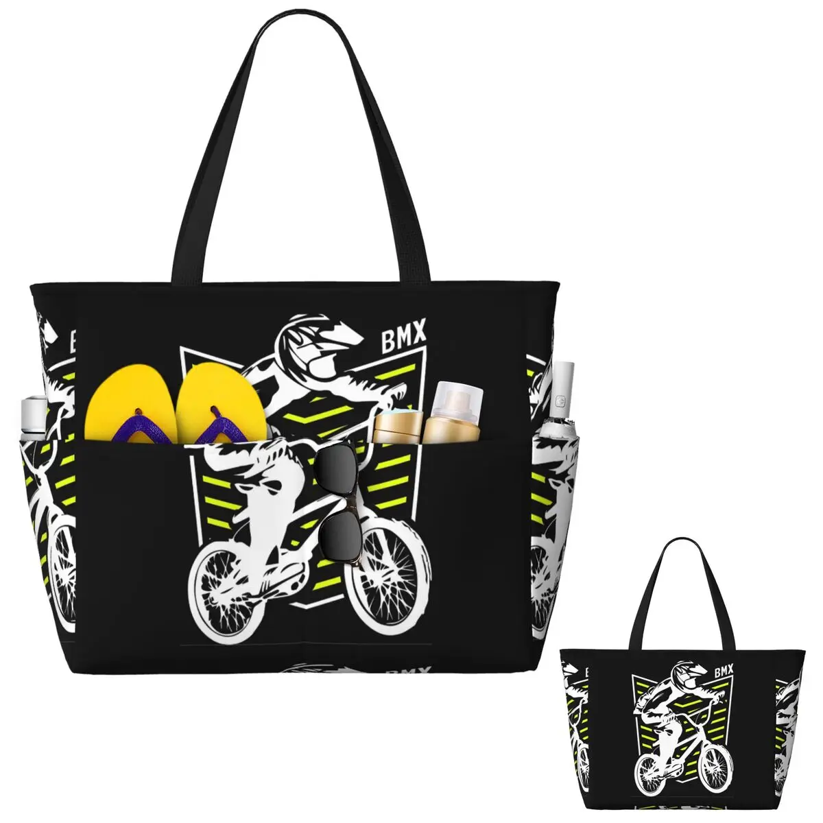 Bmx Apparel Retro Bmx Bike Old School Patch Beach Tote Bag Sport Gym Yoga Borsone Borsa tote grande Borsa da viaggio da donna Borsa fitness
