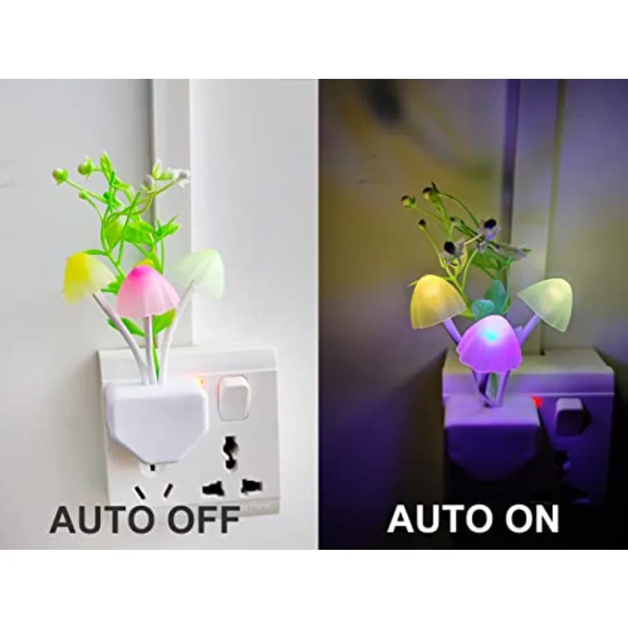 Plug in Night Light, Color Changing Mushroom Light LED Nightlights with Smart Dusk to Dawn Sensor for,Adults, Bedroom, Bathroom