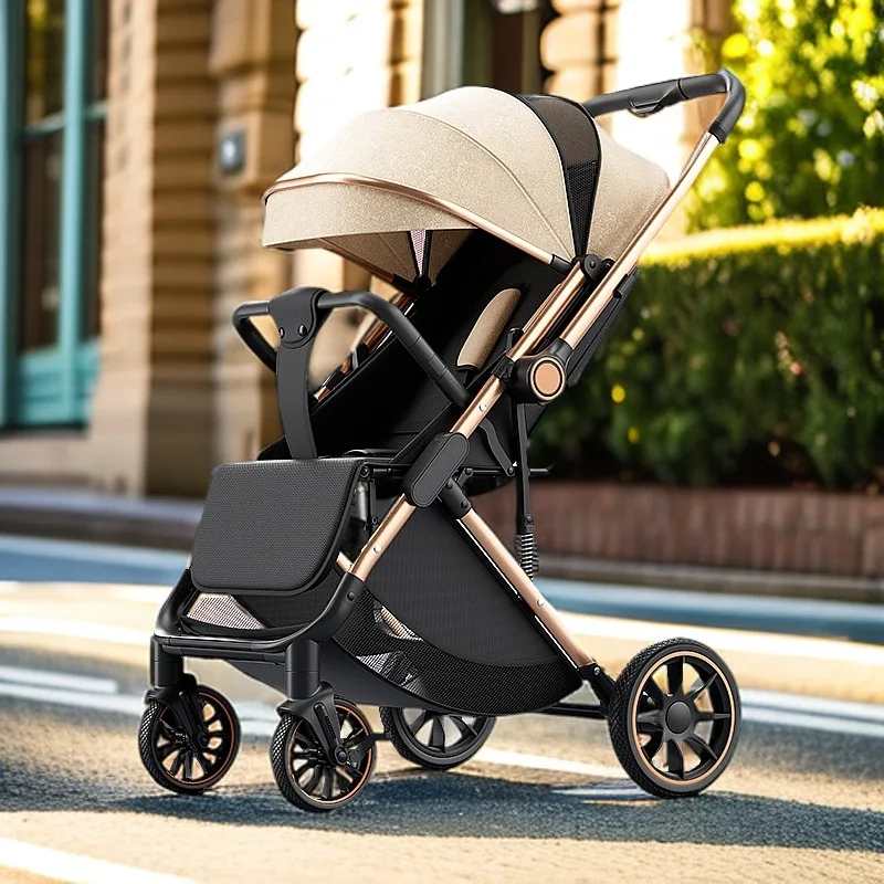 عربة أطفال Wisesonle خفيفة الوزن وقابلة للطي وعالية الرؤية وقدرة على دفع ثنائي الاتجاه يجب اقتناؤها للتنزه مع حديثي الولادة