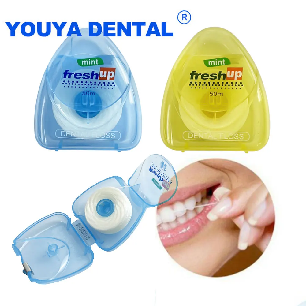 Dental 50m fio dental portátil flosser escova interdental dentes vara higiene oral fio limpo prático saúde cuidados orais palitos