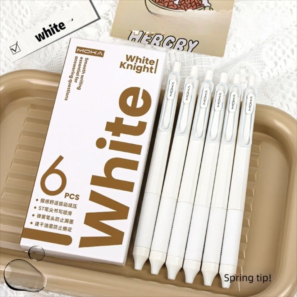 6 قطعة عالية الجودة 0.5 مللي متر قلم محايد اللون الأسود السلس الكتابة قلم حبر التجفيف السريع الصحافة القلم مدرسة مكتب لوازم مكتبية #3