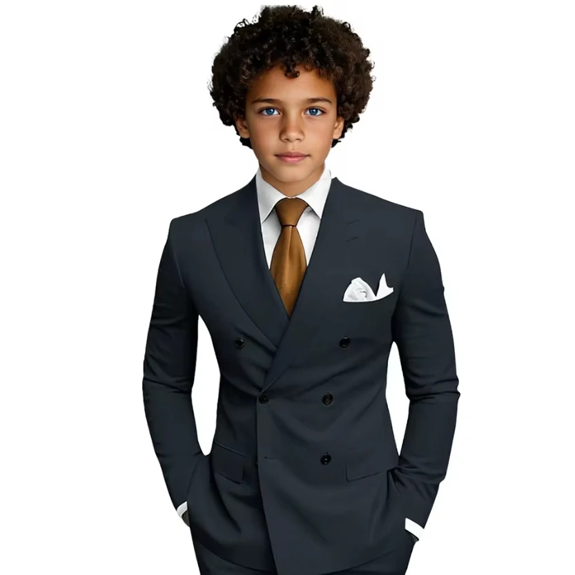 بدلات للأولاد مكونة من 3 قطع بدلة رسمية مزدوجة الصدر للأولاد بدلة سهرة بقصة ضيقة لحفلات الزفاف والحفلات الراقصة