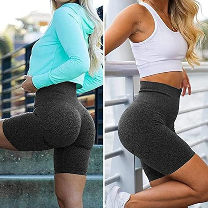 Aiithuug High Waisted Scrunch Butt Yoga Shorts Women\'s Booty Lifting Seamless Leggings Fast Drying Athletic Workout Gym Bottoms