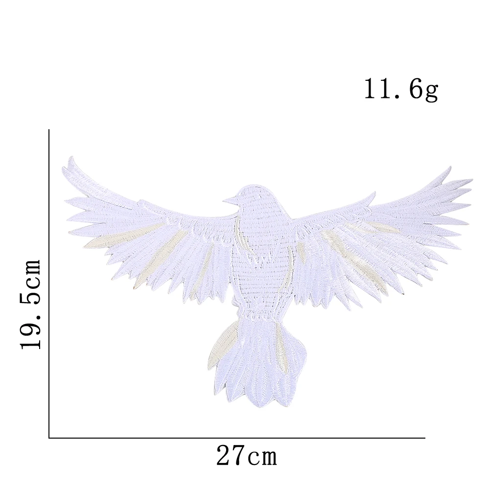 Black White Bird Embroidery Patch Peace Dove Eagle Animal Shaped Repair Patches Fashion Apparel Decor Badg Suitable for Hoodies view 2