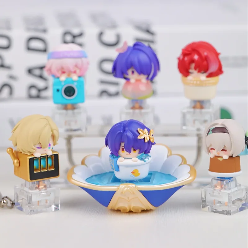 Genuine Mihoyo V2 Keycap Honkai Star Rail Stackable Figures Trendy Blind Box Toy Figurine Desktop Decoration Gift Ornament