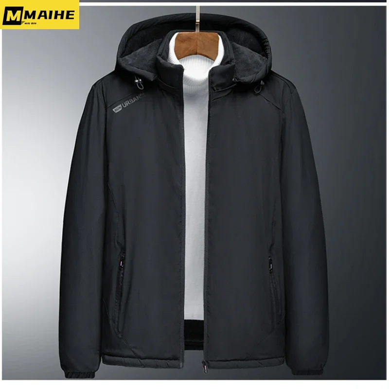 Chaqueta de invierno para hombre, abrigo térmico forrado de lana para montañismo, a prueba de viento, con capucha, Parka de Safari impermeable de