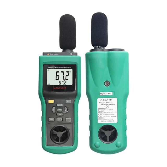 MASTECH MS6300 Digital Multi-functions Environment Tester Temperature Humidity Wind Speed Air Volume Sound level and Anemometer