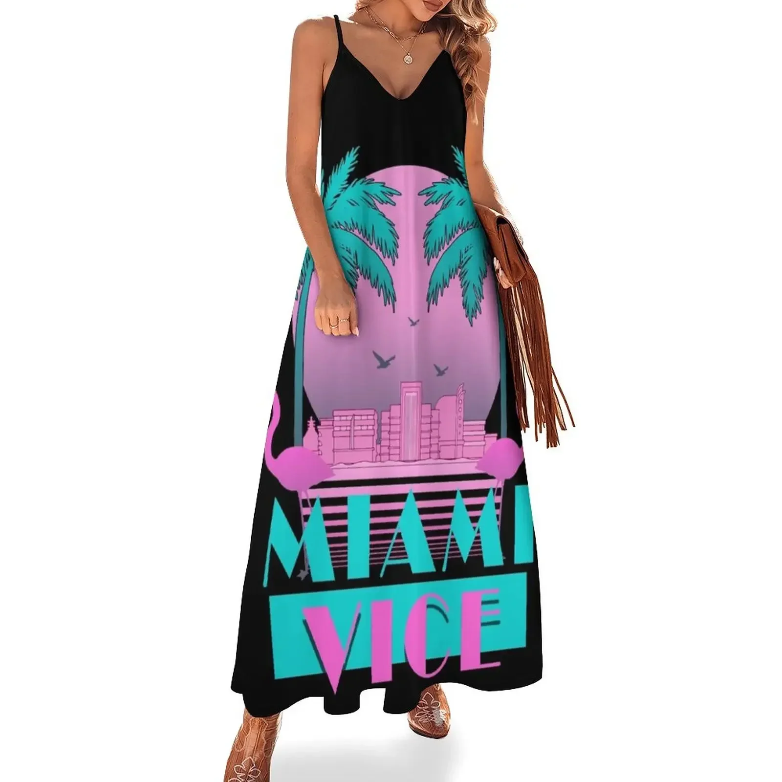 

Miami Vice - Retro 80s Design Sleeveless Dress Summer skirt Women's summer suit sexy dress Dress