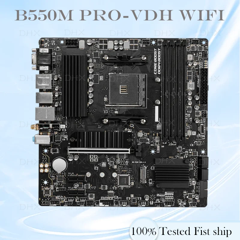 Carte m�re MSI B550M PRO-VDH WIFI AM4 AMD B550 DDR4 128 Go PCI-E 4.0 M.2 SATA III HDMI mini ATX test�e, enti�rement fonctionnelle, exp�dition rapide