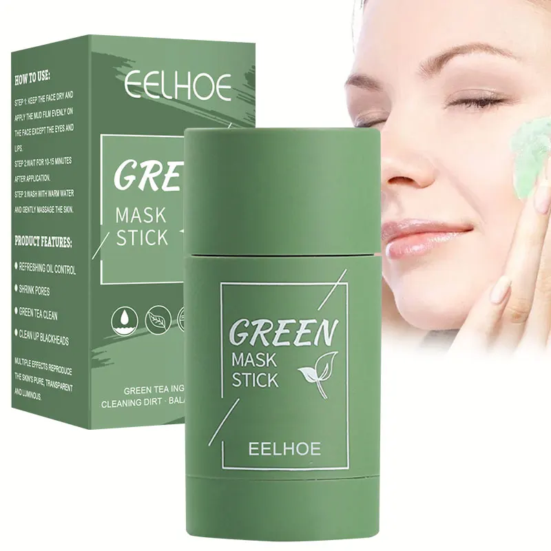 Green Tea Clean Mask Stick for Face Acne Blackhead Remover Deep Pore Cleansing Brightening Facial Purifying Matcha Clay Mud Mask