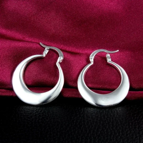 Elegant 3cm 925 Sterling Silver round Creativity Crescent hoop Earrings for Women 18K gold plated Pretty Gift Popular Jewelry