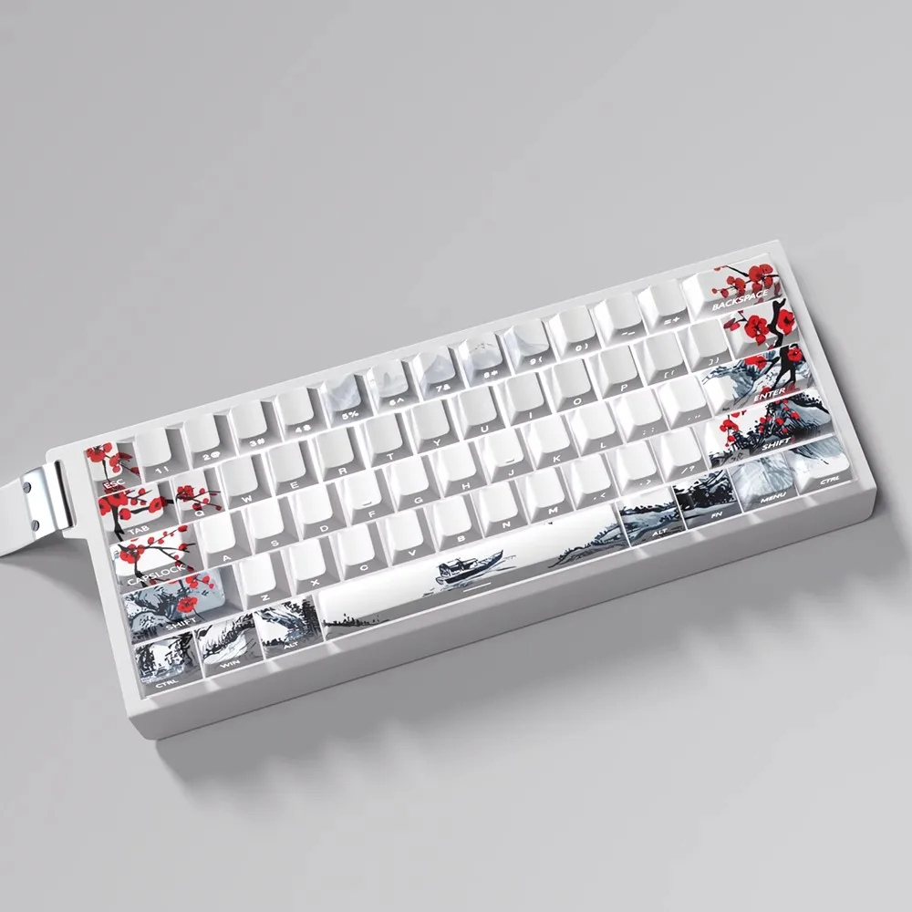 

1 Set Plum Blossom Ancient Style Keycaps PBT Dye Subbed Key Caps Cherry Profile Side Printed Backlit Keycap For ND63Ace60/68made