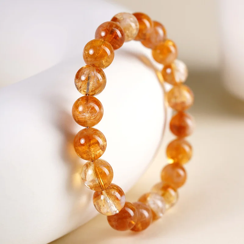 Natural Yellow Tower Single-Strand Bracelet, Simple Round Bead Design 3