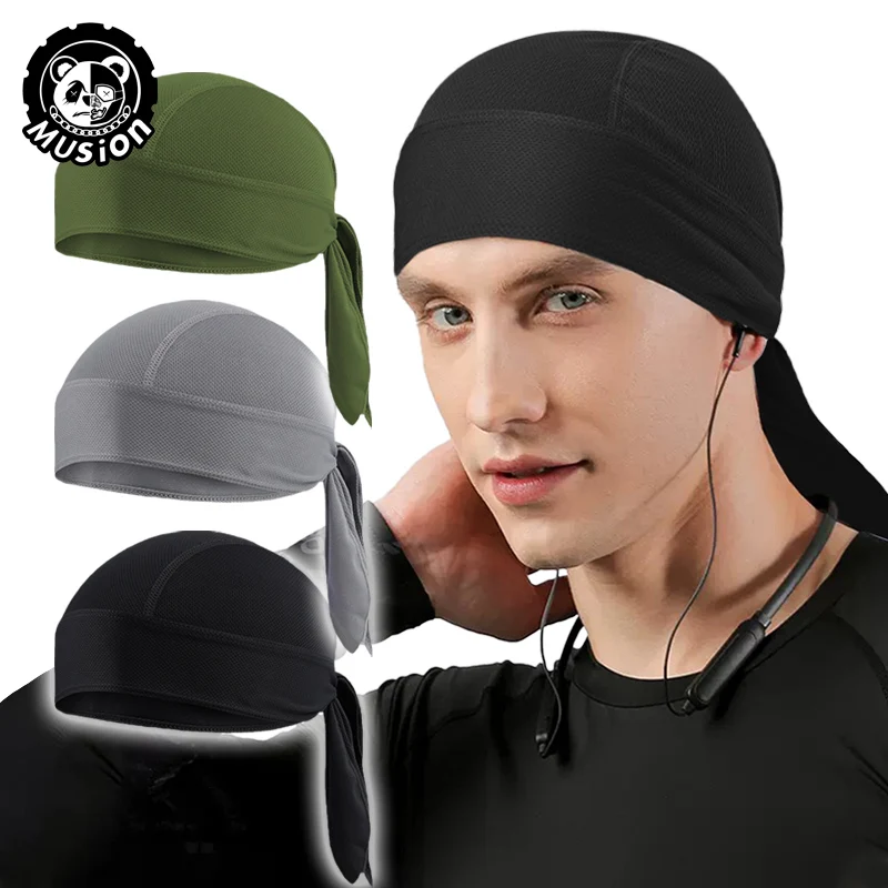 Musion 2024 New Motorcycle Helmet Inner Skull Cap Moisture Wicking Head Cover Pirate Cap Penutup Kepala Lelaki Kain Kepala Rider