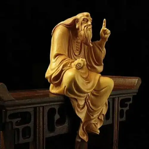 

Chinese Arborvitae Wood Carving Laozi Preaches Traditional Artwork Handcrafted Decorative Item