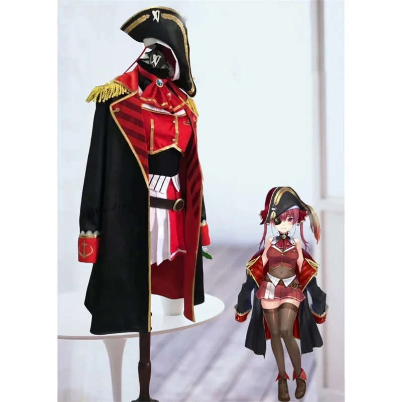 Anime VTuber Hololive Marine Houshou Cosplay Costume Wig Shoes Captain Uniform Cute Suit  Women Birthday Party Fancy Dress