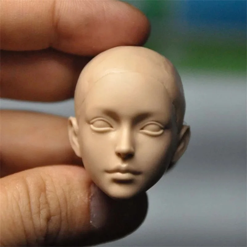 

1/6 Female Soldier Asian Hair Plantating Beauty Unpainted Head Carving Model Fit 12'' Action Figure Body In Stock