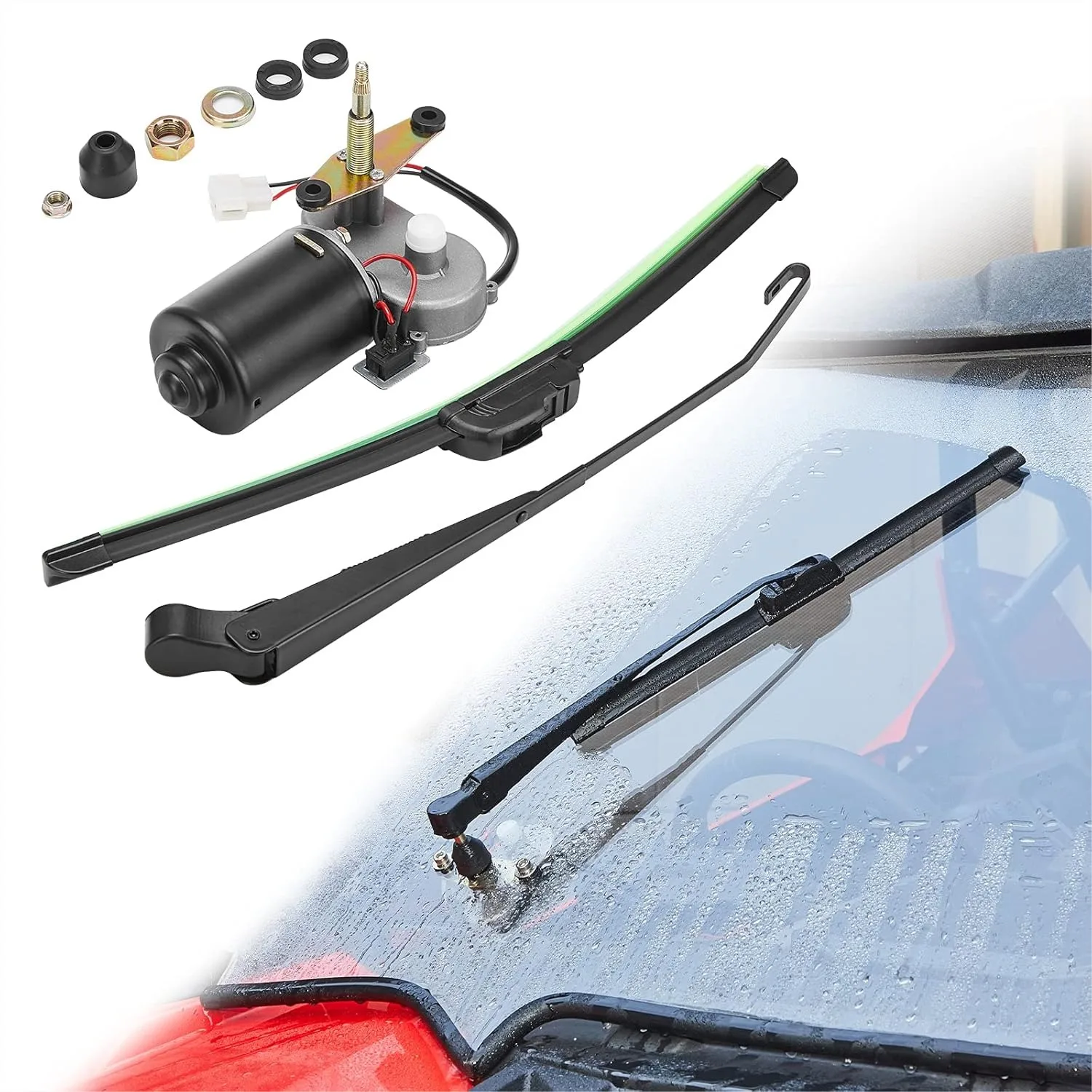 

UTV Electric Windshield Wiper Motor Kit 16" 12V Wiper Blade for Most UTVs