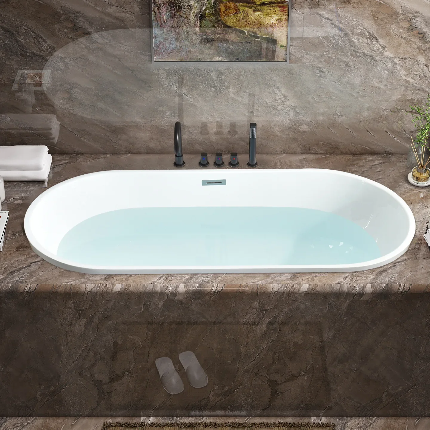 Home Hotel Famous Apartment Bath Double Thin Edge Inlaid Bath