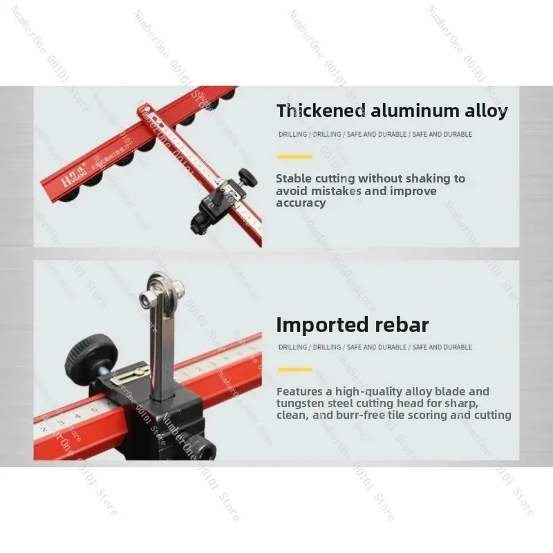 T-Shaped Tile Cutter, Thickened Aluminum Alloy with Nylon Pulley Blade, Integrated Easy Use Convenient Tool