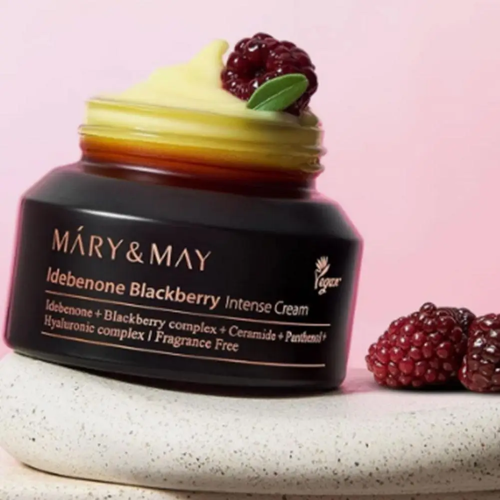 1-5PCS 70g MÁRY&MAY Idebenone Blackberry Intense Cream Firming & Hydrating Facial Moisturizer Repairs Damaged Skin Barrier