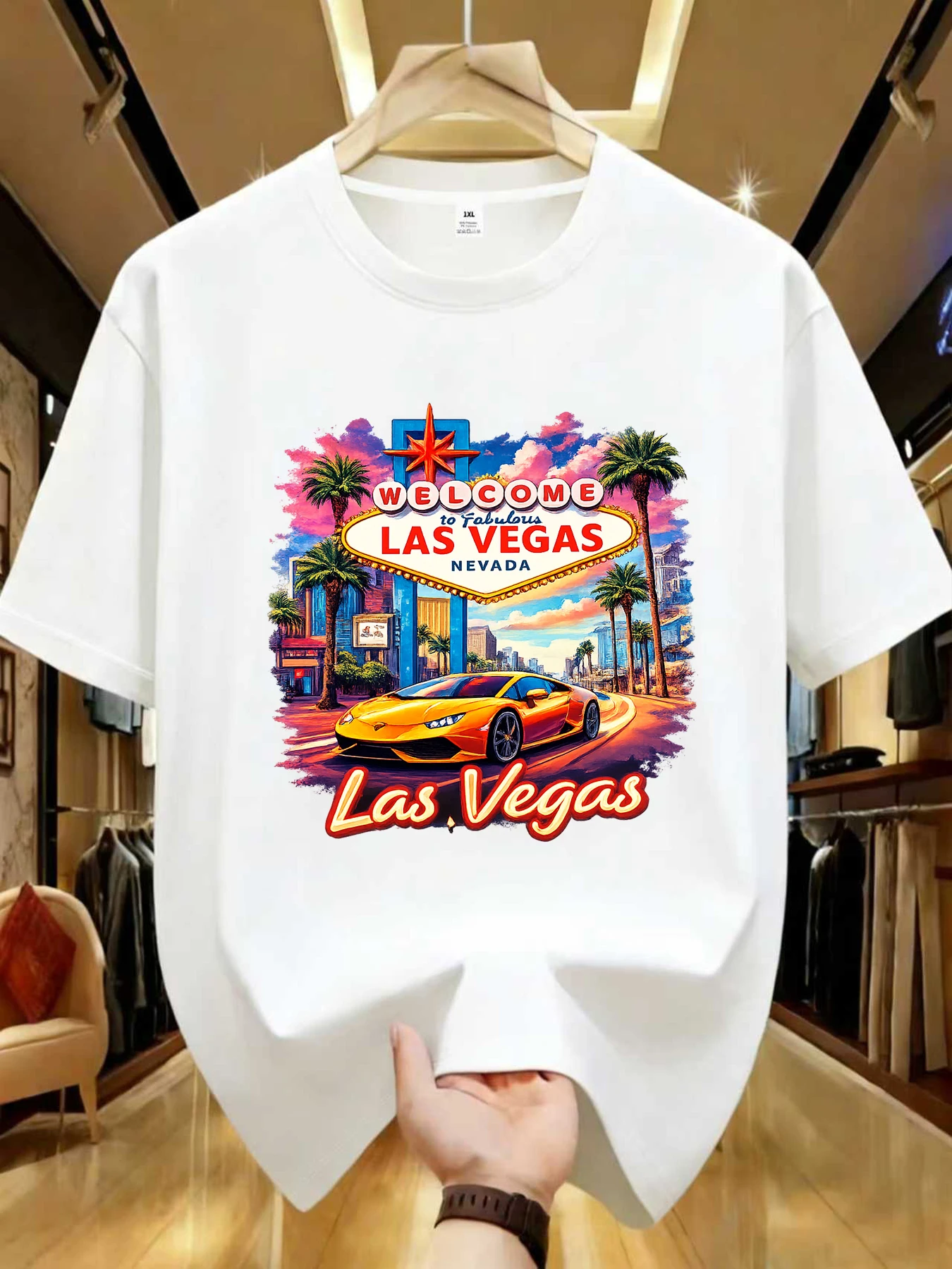 

【WZM1041150】Женская футболка больших размеров с круглым вырезом и принтом в виде крутого спортивного автомобиля, летняя повседневная футболка с короткими рукавами, универсальная, в уличном стиле