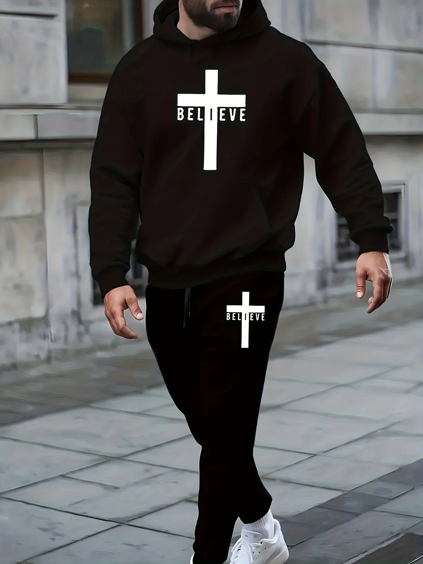 

2026 Men's Printed Cotton Hoodie Pants Set Autumn/Winter Men's and Women's Set Casual Retro Fashion High Quality Hoodie Suit