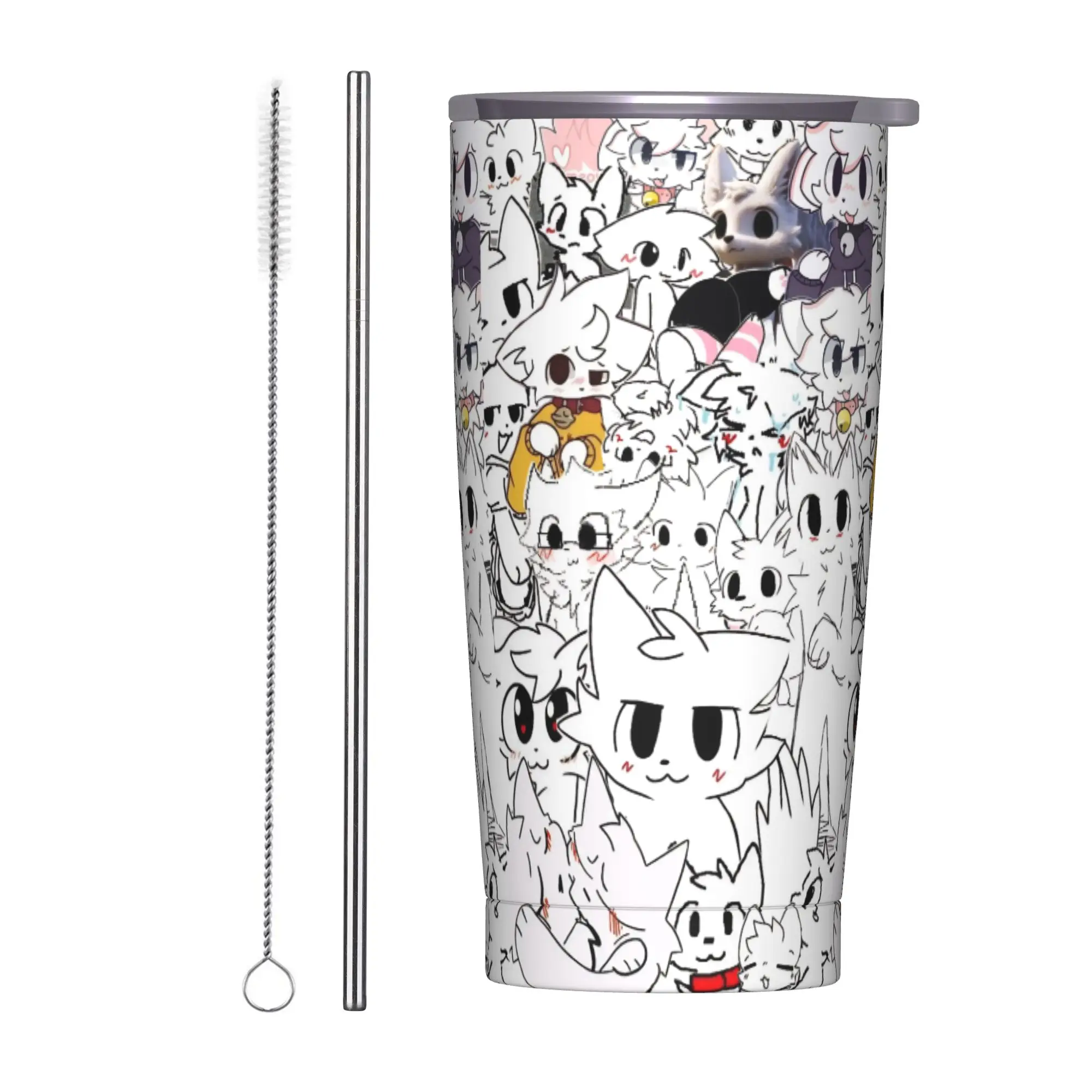 Boykissers Silly Cat Tumbler Vacuum Insulated Cute Furry Thermal Cup Vacuum Flask Office Home Mug Hot Cold Drink, 20oz