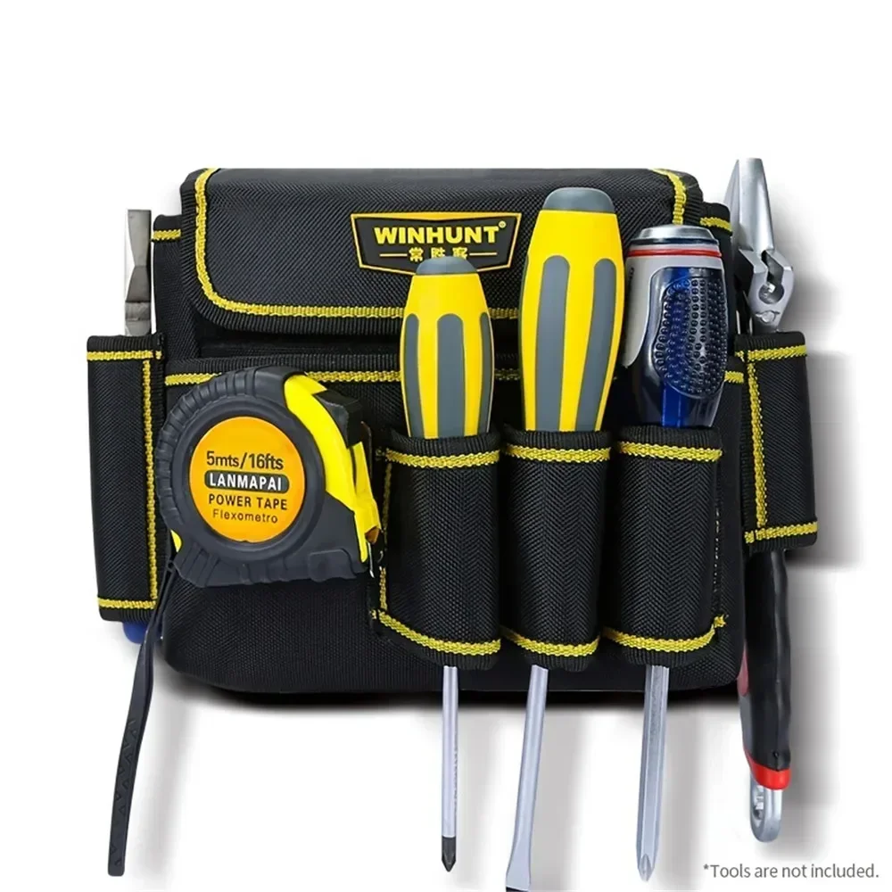 Electrician Tape Waist Bag with WINHUNT Screwdrivers Heavy Duty Tool Belt Pliers Hook Harden Tool Pouch Tool Organizer