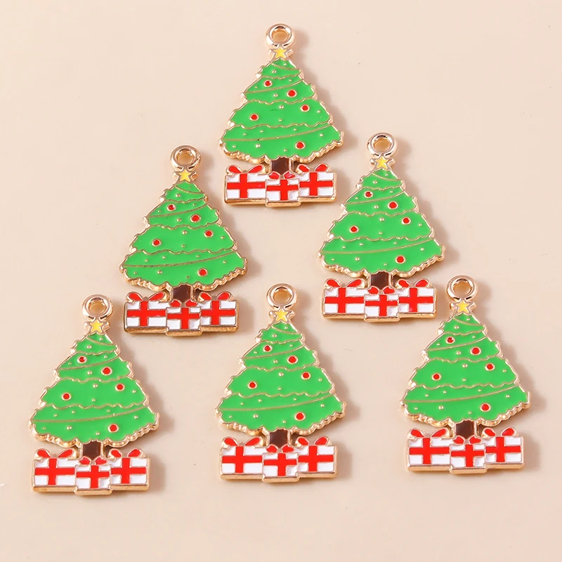 20 Stück 16x28mm Niedliche Emaille-Weihnachtsbaum-Anhänger für Schmuckherstellung, Neujahrs-Halsketten, Ohrringe, Armbänder, DIY-Bastelgeschenk – Detail 6