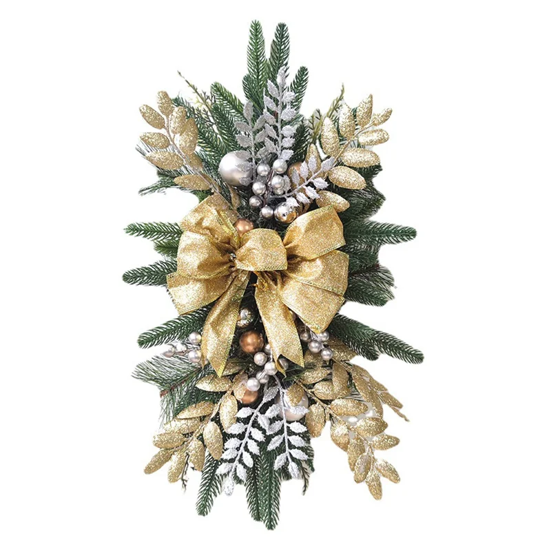 

A88M Christmas Swag, Stair Christmas Garland for Stairs, Door, Fireplace, Window, Outdoor Indoor Christmas Decor Gold
