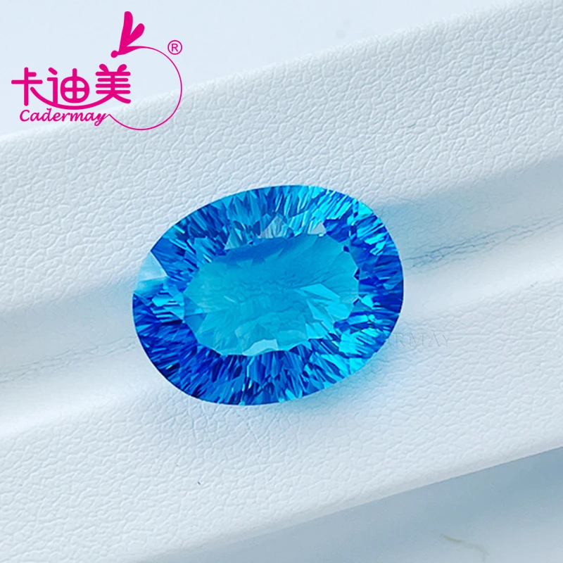 CADERMAY Oval Cut Natural Blue Topaz Loose Stone With GRC Certificate  Beads For Jewelry Making