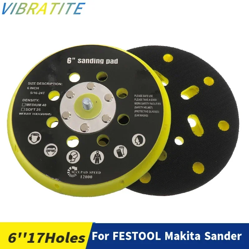 Sanding Pad 6 Inch 150mm 17 Holes Sander Backing Pad Compatible With Festool RO1 ES150 ET2 ES150 ETS 150 For BO6030  BO6040