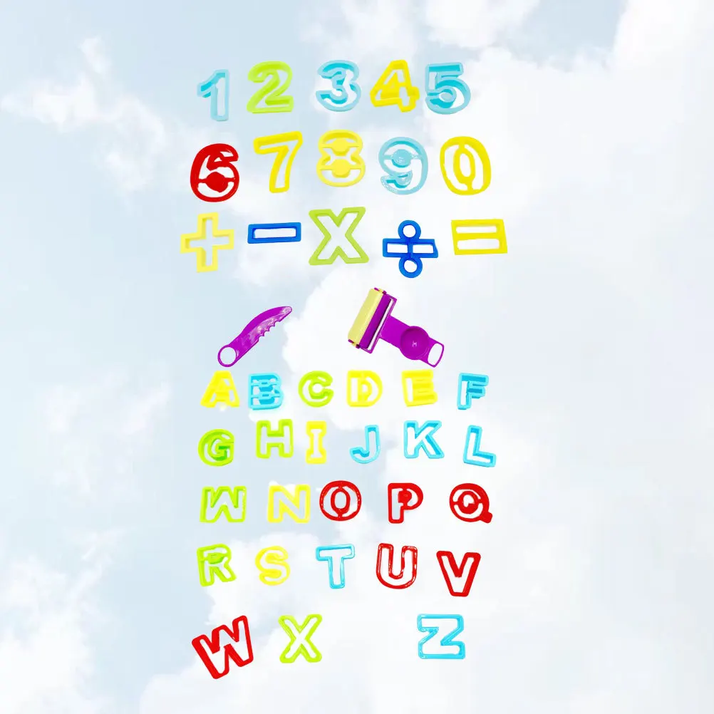 1 set kit di stampi in argilla per l'apprendimento precoce per bambini set di creatori di forme di numeri alfabetici premium fai da te modellazione di colori divertente per l'aula o