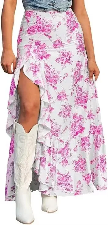 

2025 Summer New European and American Hot-Selling New Women's Fashion Folded Irregular Ruffle Skirt Fashion