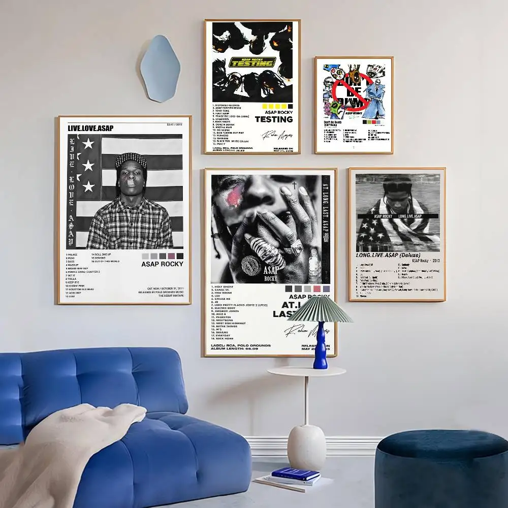 Neues ASAP Rocky Testing Live Love D.M.B. Tracklist Vintage Poster Dekoration Wandkunst Weißes Kraftpapier Kawaii Raumdekoration