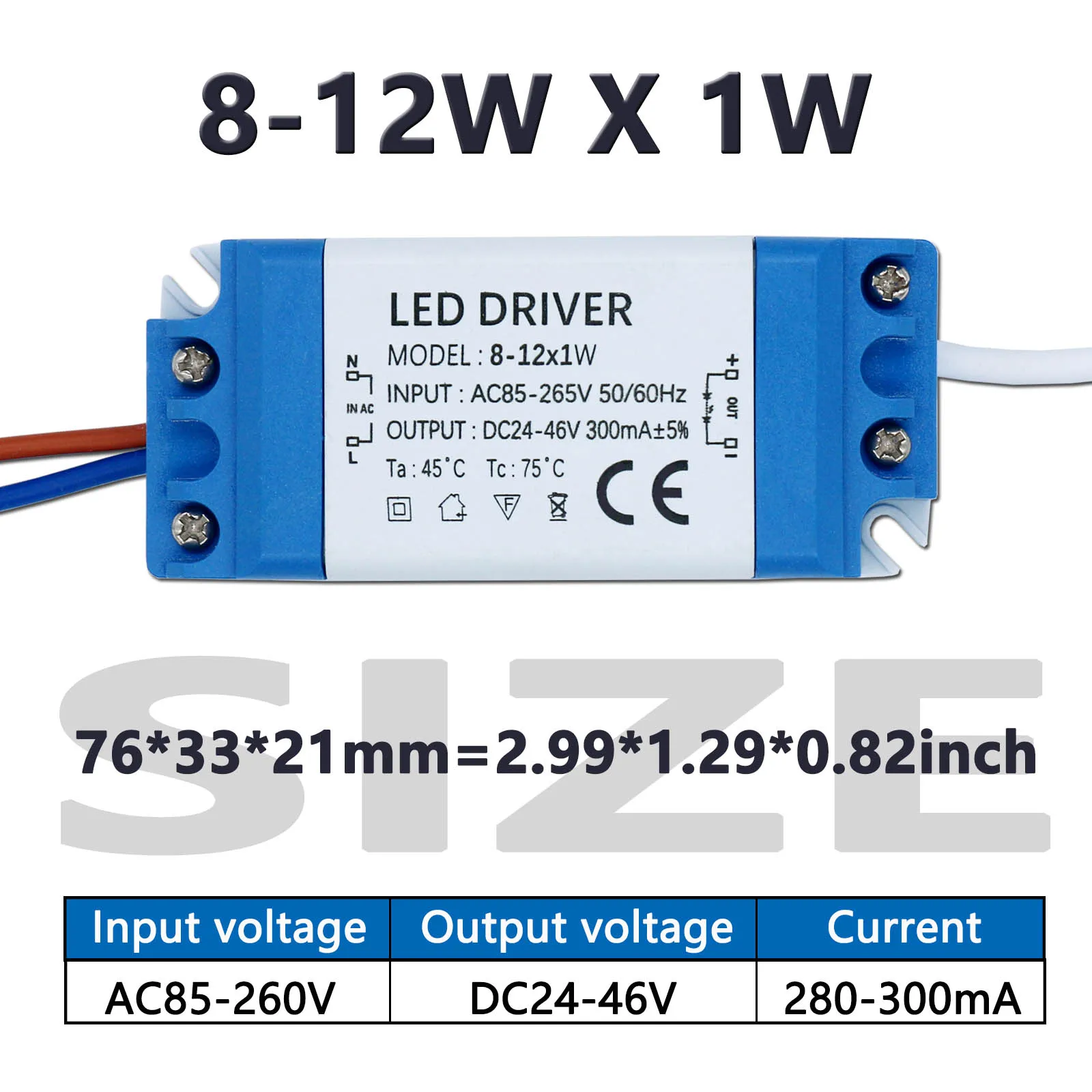 LED Power Driver 1W-36W 5.5 * 2.1mm Female Connector 300mA Constant Current Lighting Transformer for LED Light Strip Office