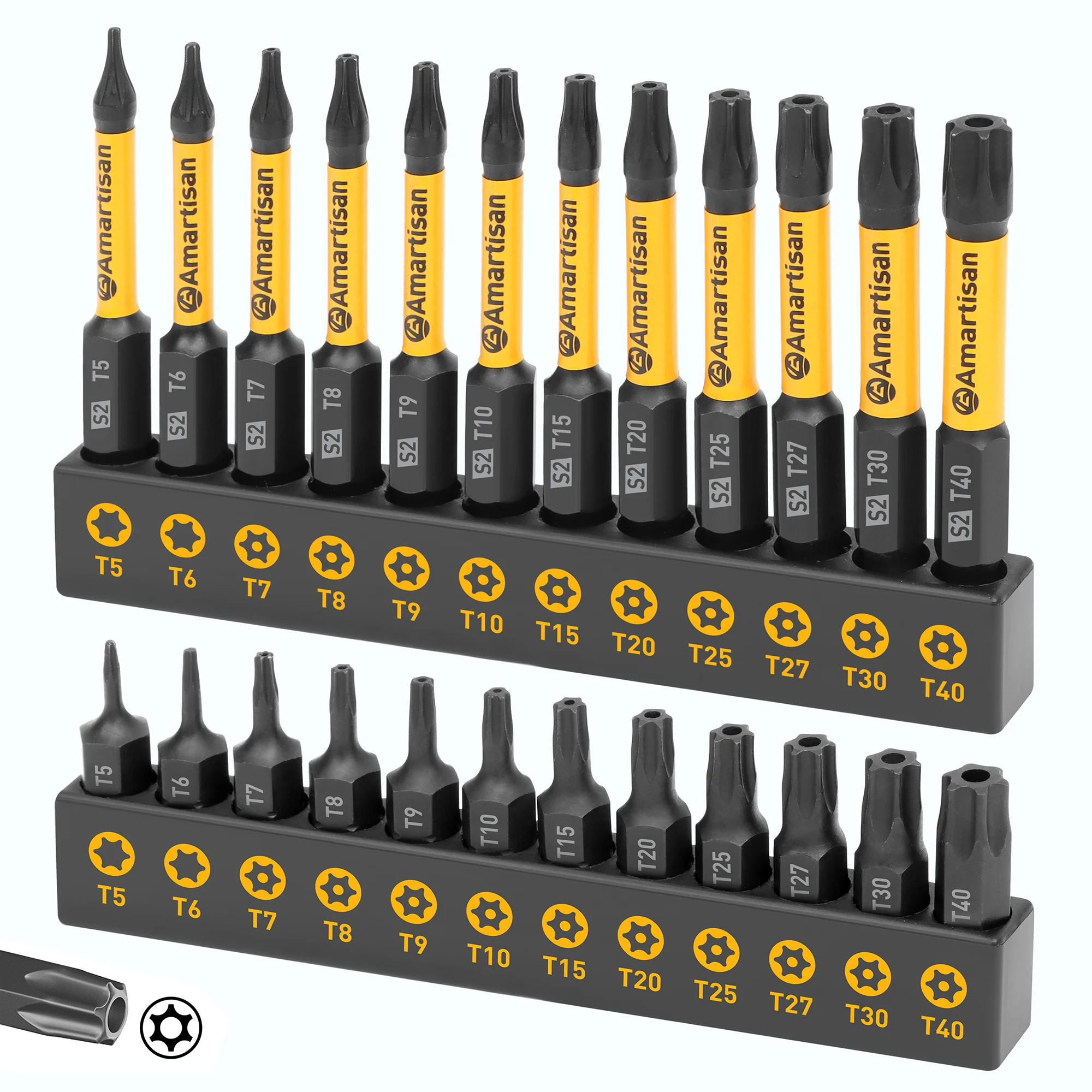 24 pieces of secure tamper proof star shaped screwdriver head kit, screwdriver head drill bit