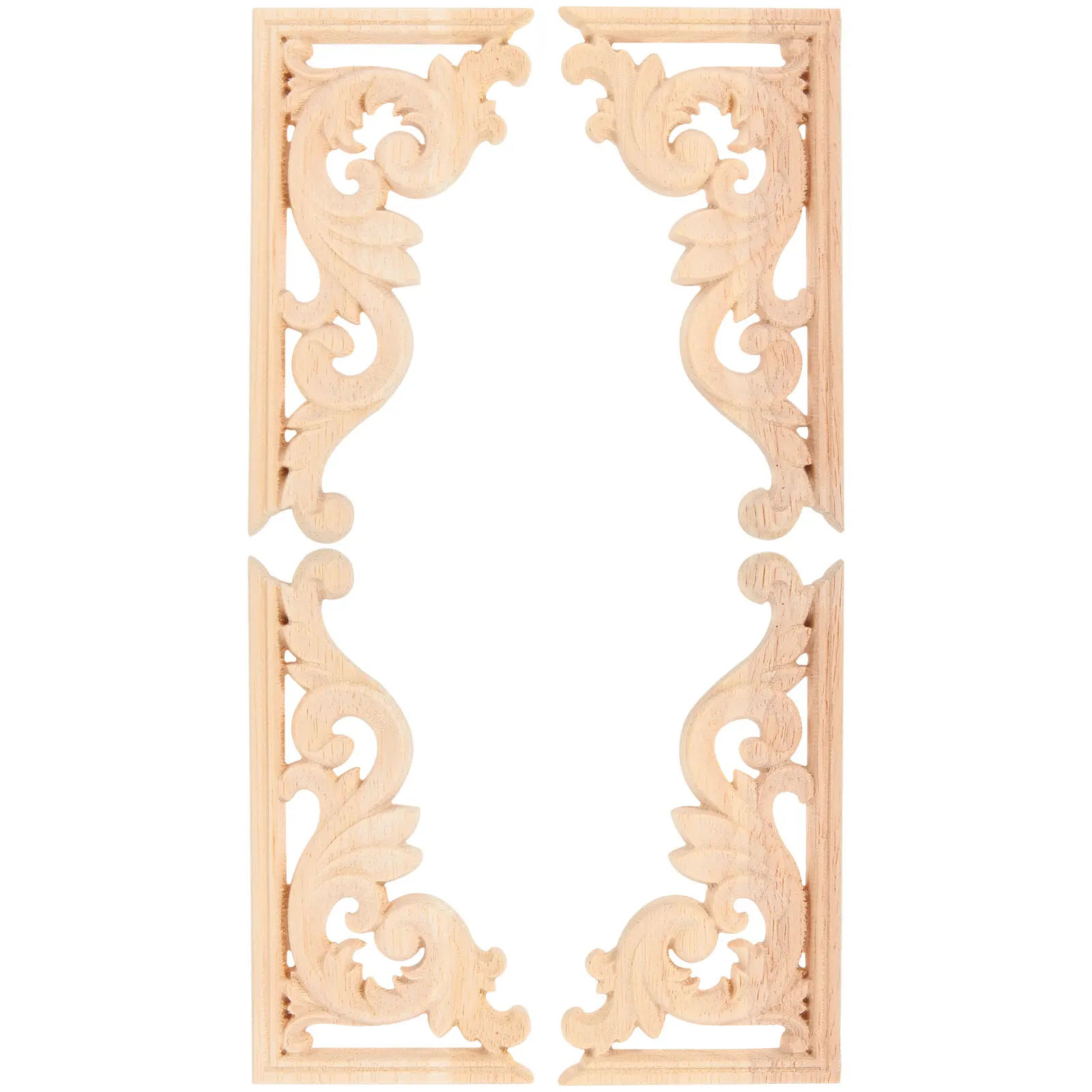 

4pcs Solid Applique Vintage Carved Corner Decorative Trim Furniture Cabinet DIY Carved Onlay Onlay Party