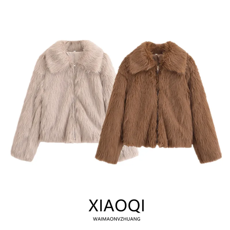 

Faionable Loose Comfortable Fur Collar Jaet Women's Autumn Winter New Arrival Simple Sli Windproof ort Coat