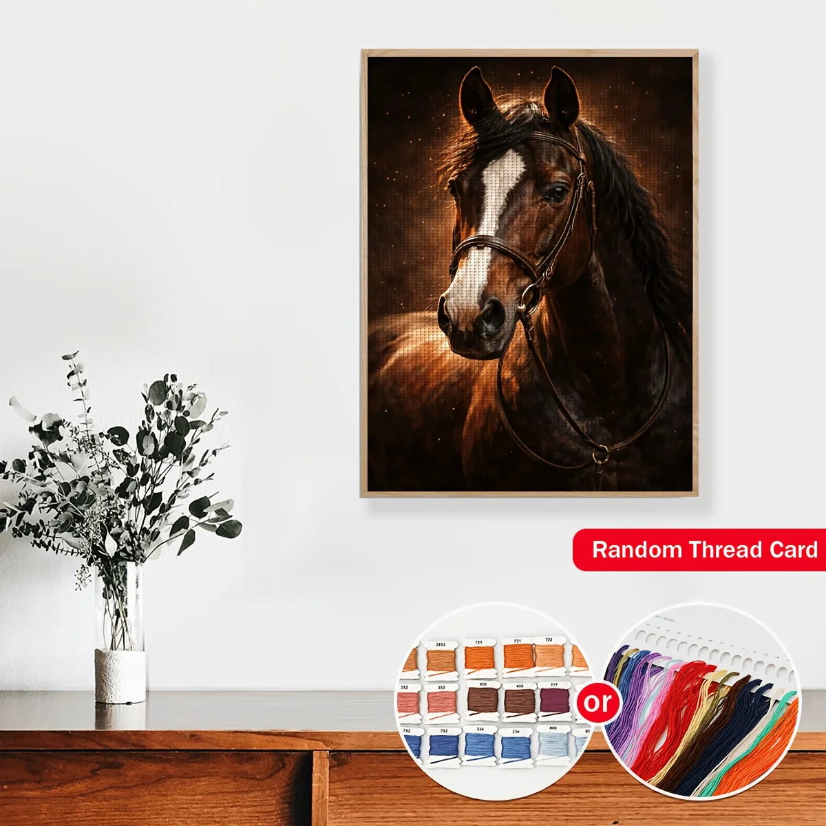 1PC36X46cm/14.17X18.11in,11CT Print Cross Stitch DIY Kit, Noble Steed, Adult Beginner's Relaxed Cross Stitch Stitch