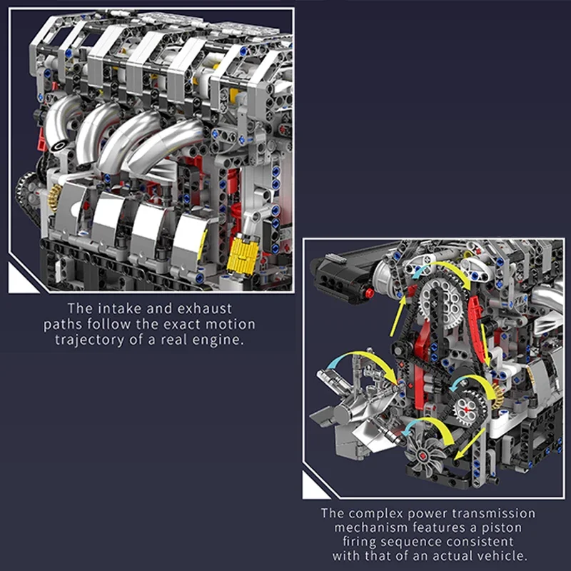 Bloques de construcción de motor de coche de gasolina L4, juguetes de simulación motorizada, ensamblaje de ladrillos, juegos de modelos, adornos para niños, regalos, 1897 Uds.