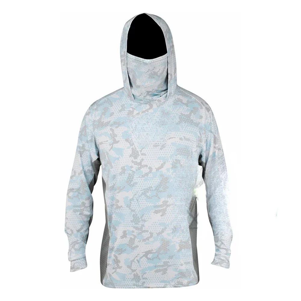 Herren Angelhemden Gesichts- und Nackenschutz Anti-UV Atmungsaktives Angeltrikot Langarm Sonnenschutz Angeloberteil Camisa De Pesca