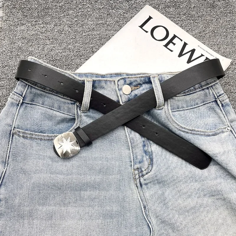 Fashion Star Bukcle Jeans Belt Decorative Belt Men Women Waist Belt Nightclub Y2k Waistband for Pants Skirt Dress Accessories