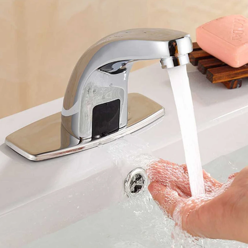 

Kitchen Bathroom Sink Faucets Water Tap Deck Mount Sensor Faucet Automatic Infrared Smart Touch Hands Free Inductive Water Tap