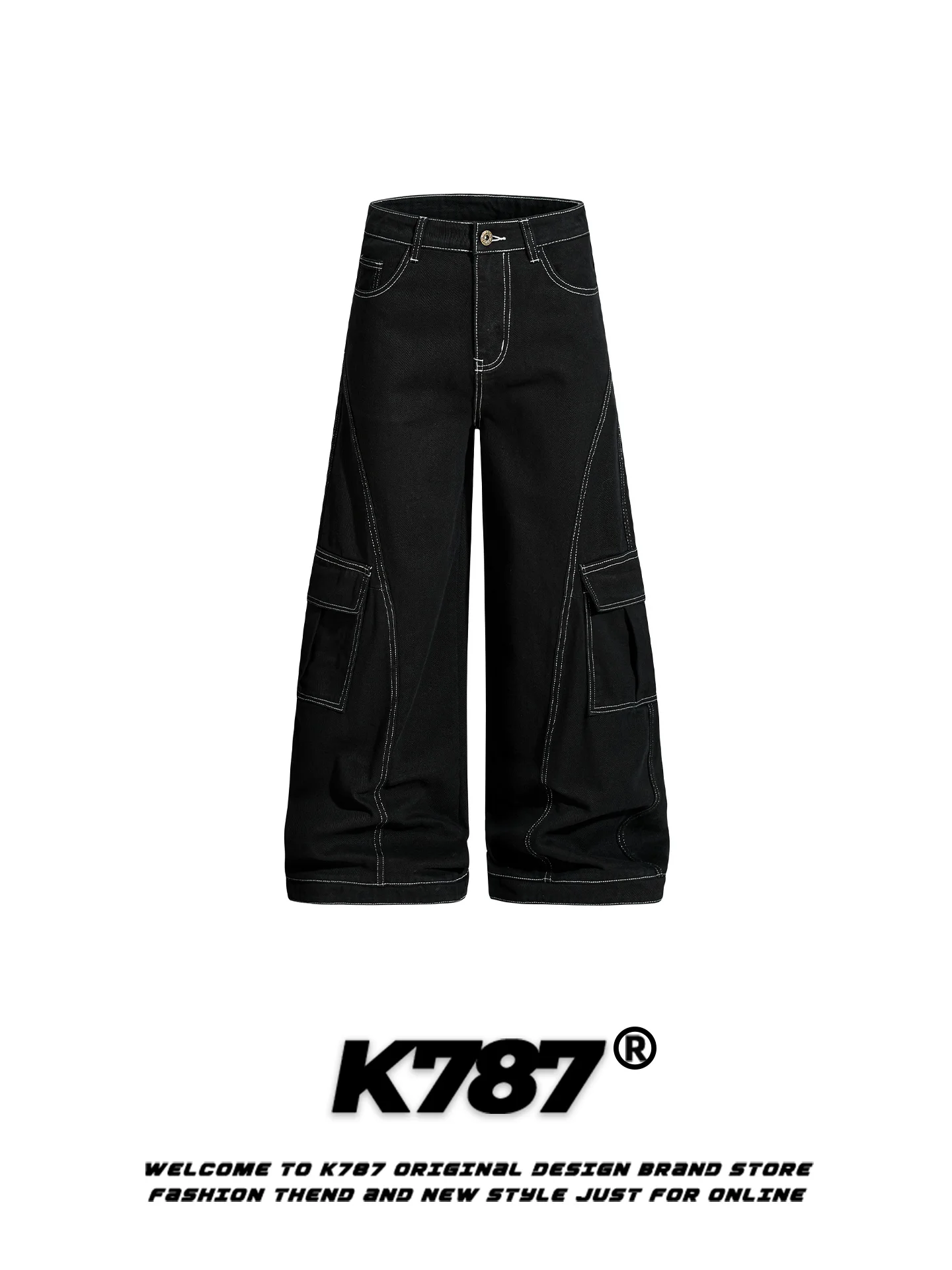 

K787 American Retro Workwear Jeans High Waist Loose Straight Leg Casual Men's Women's Knife Wide Leg Pants Street Sle
