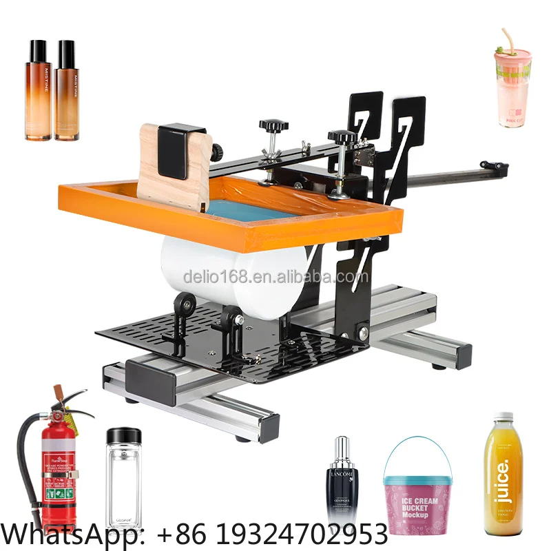 Single Color Manual Silk Screen Printer for Wristband Cylindrical Paper Plastic Cup Glass Bottle-New Condition