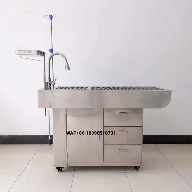 Veterinary Equipment 304 Stainless Steel Multifunctional Veterinary Processing Table with Chest of Drawers