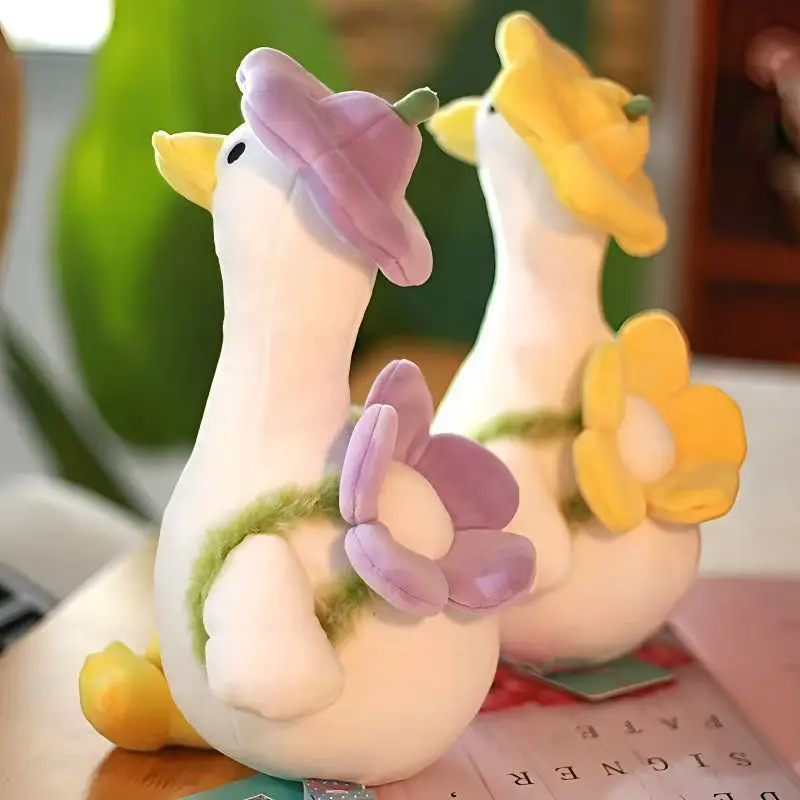 

Cute Flower Duck Goose Plush Toy 40CM Fluffy Soft Stuffed Animal Sleeping Pillow for Kids Girls Women Birthday Gift Home Decor