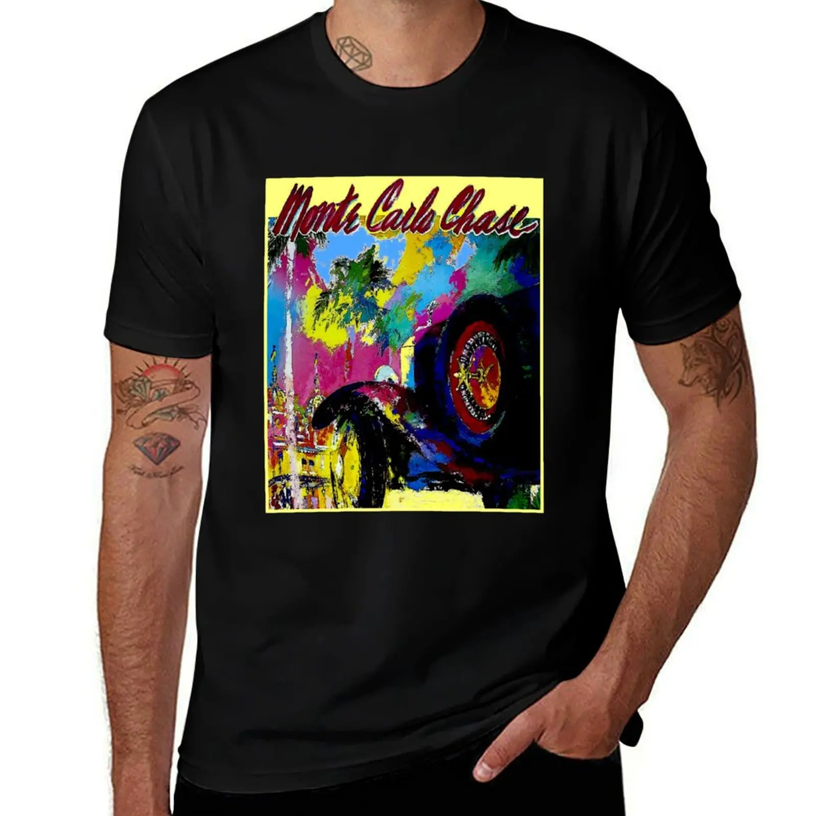 MONTE CARLO : Vintage 1988 Chase Auto Racing Print T-Shirt Classic Basic Casual T-Shirt